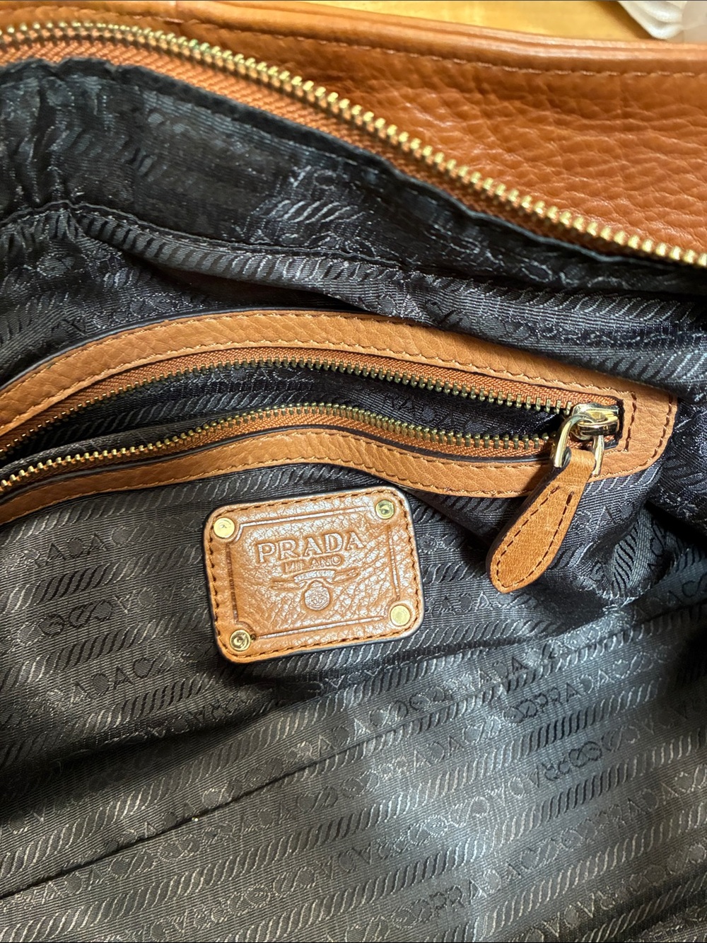 Prada Cognac Brown Leather Shoulder Bag with Heart Charm - Picture 10 of 11